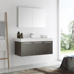 Fresca Vista 48" Gray Oak Wall Hung Modern Bathroom Vanity w/ Medicine Cabinet