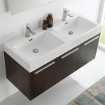 Vista 48 Gray Wall Hung Double Sink Modern Bathroom Vanity w/ Medicine Cabinet