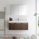 Fresca Vista 48" Walnut Wall Hung Modern Bathroom Vanity w/ Medicine Cabinet