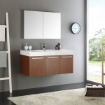 Fresca Vista 48" Teak Wall Hung Modern Bathroom Vanity w/ Medicine Cabinet