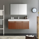 Fresca Vista 48" Teak Wall Hung Modern Bathroom Vanity w/ Medicine Cabinet