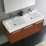 Vista 48" Teak Wall Hung Double Sink Modern Bathroom Vanity w/ Medicine Cabinet