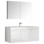 Fresca Vista 48" White Wall Hung Modern Bathroom Vanity w/ Medicine Cabinet