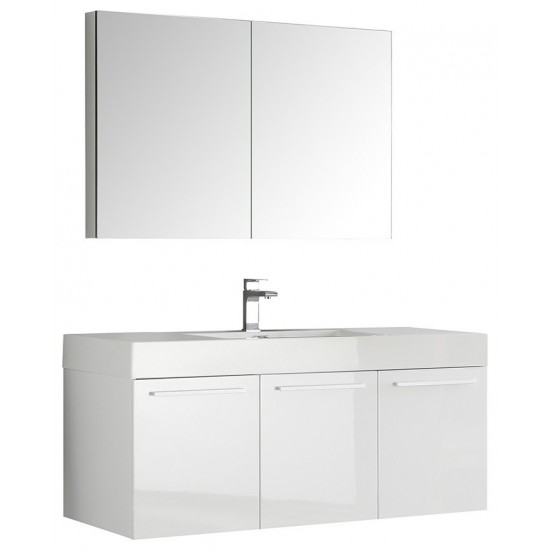 Fresca Vista 48" White Wall Hung Modern Bathroom Vanity w/ Medicine Cabinet