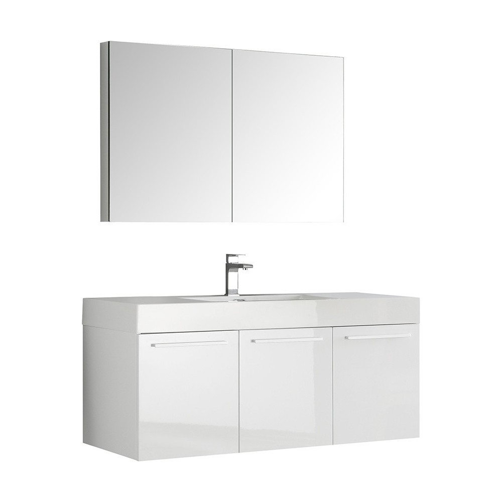 Fresca Vista 48" White Wall Hung Modern Bathroom Vanity w/ Medicine Cabinet