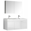 Vista 48" White Wall Hung Double Sink Modern Bathroom Vanity w/ Medicine Cabinet