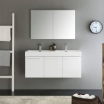 Vista 48" White Wall Hung Double Sink Modern Bathroom Vanity w/ Medicine Cabinet