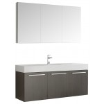 Vista 60 Gray Wall Hung Single Sink Modern Bathroom Vanity w/ Medicine Cabinet