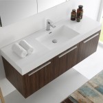 Vista 60 Walnut Wall Hung Single Sink Modern Bathroom Vanity w/ Medicine Cabinet