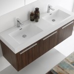 Vista 60 Walnut Wall Hung Double Sink Modern Bathroom Vanity w/ Medicine Cabinet