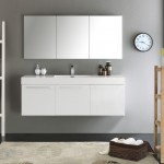 Vista 60" White Wall Hung Single Sink Modern Bathroom Vanity w/ Medicine Cabinet