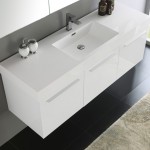 Vista 60" White Wall Hung Single Sink Modern Bathroom Vanity w/ Medicine Cabinet