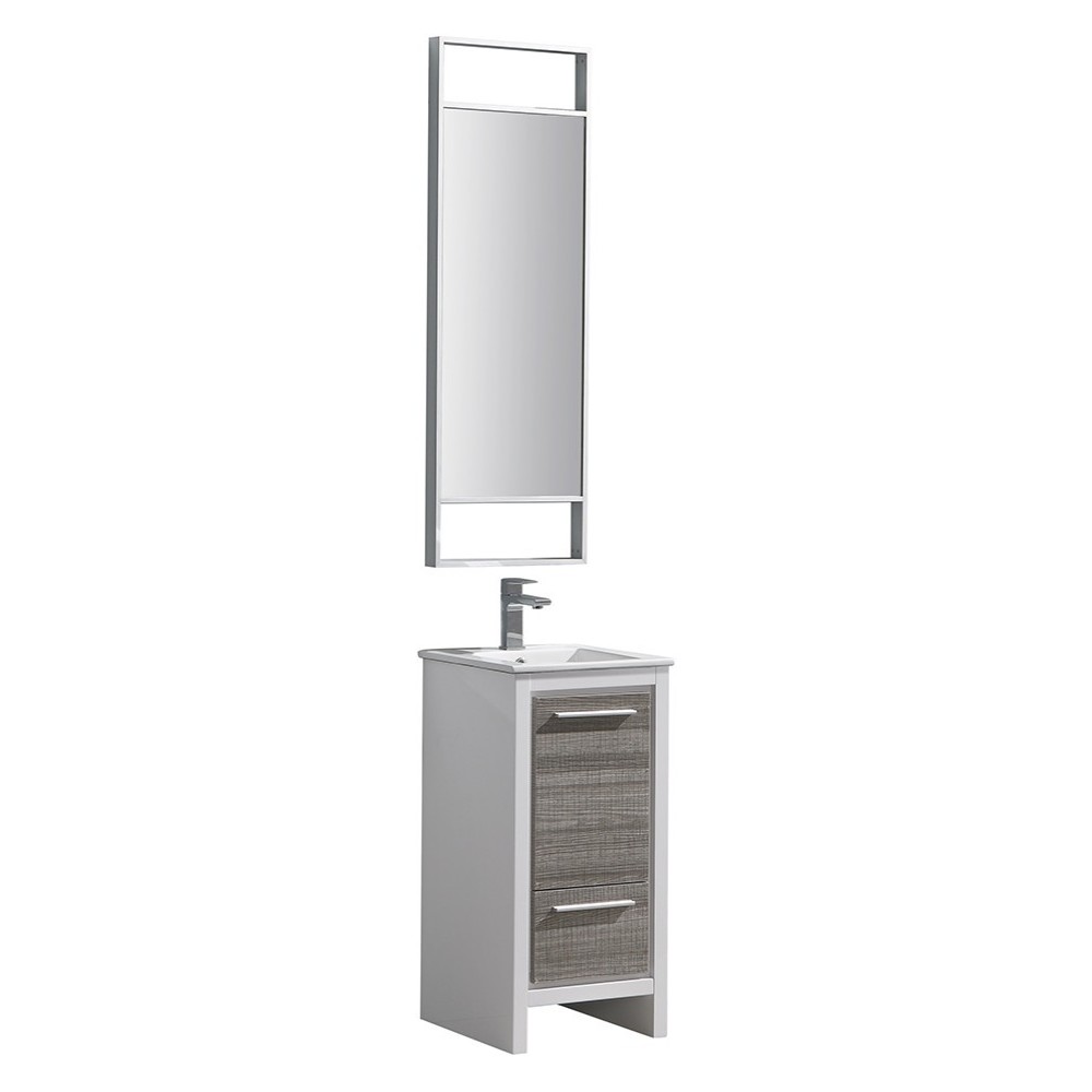 Fresca Allier Rio 16" Ash Gray Modern Bathroom Vanity w/ Mirror