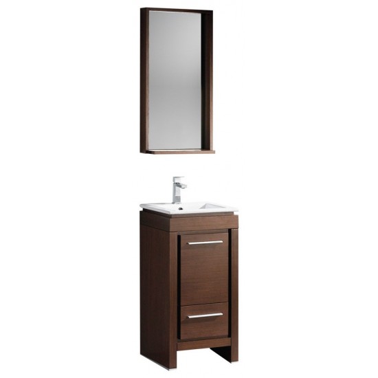 Fresca Allier 16" Wenge Brown Modern Bathroom Vanity w/ Mirror