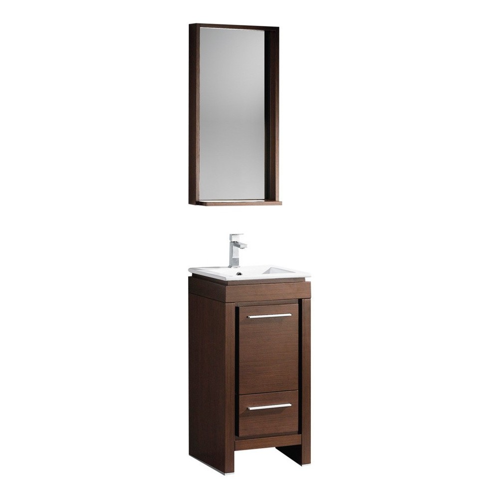 Fresca Allier 16" Wenge Brown Modern Bathroom Vanity w/ Mirror