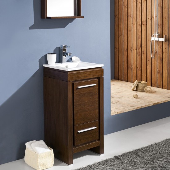 Fresca Allier 16" Wenge Brown Modern Bathroom Vanity w/ Mirror