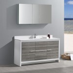 Allier Rio 60" Ash Gray Single Sink Modern Bathroom Vanity w/ Medicine Cabinet