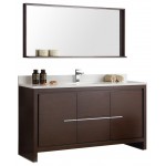 Fresca Allier 60" Wenge Brown Modern Single Sink Bathroom Vanity w/ Mirror