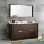 Fresca Allier 60" Wenge Brown Modern Single Sink Bathroom Vanity w/ Mirror