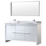 Fresca Allier 60" White Modern Double Sink Bathroom Vanity w/ Mirror