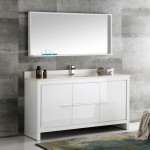 Fresca Allier 60" White Modern Single Sink Bathroom Vanity w/ Mirror