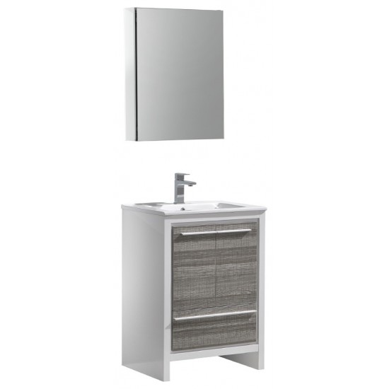 Fresca Allier Rio 24" Ash Gray Modern Bathroom Vanity w/ Medicine Cabinet