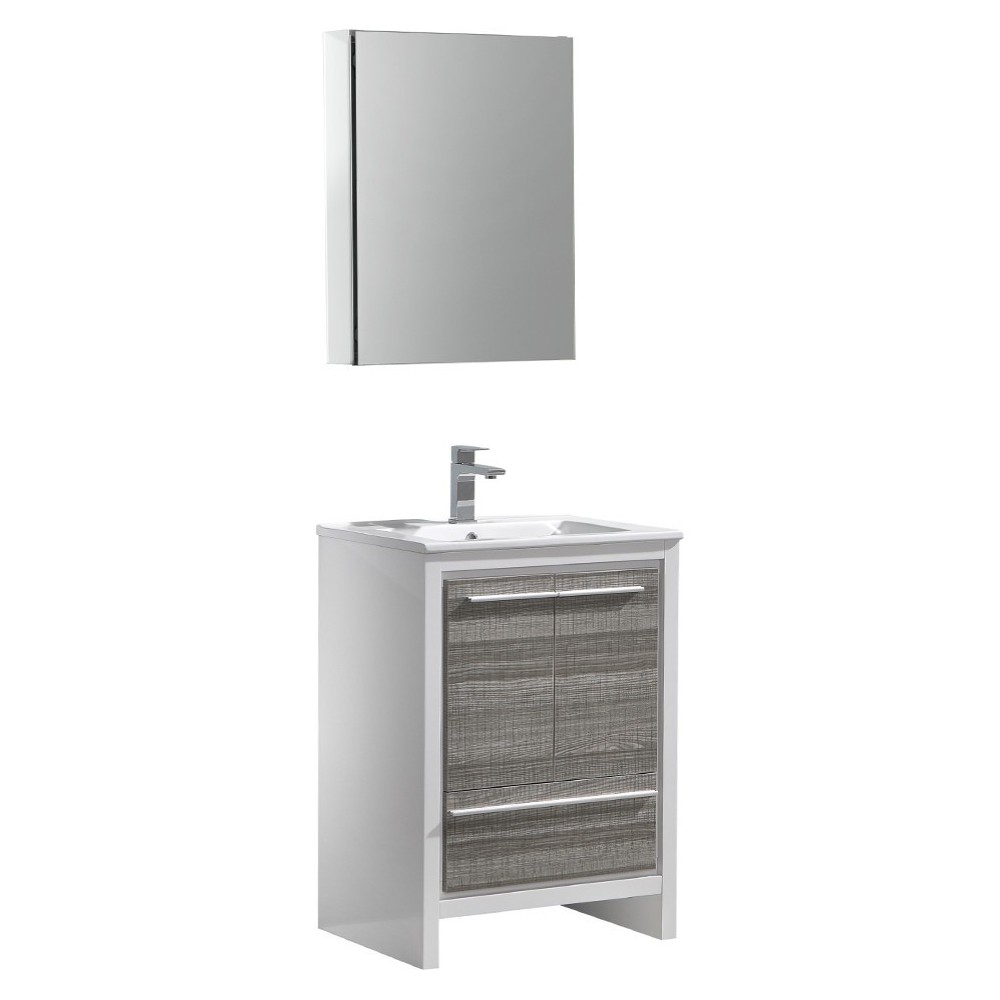 Fresca Allier Rio 24" Ash Gray Modern Bathroom Vanity w/ Medicine Cabinet