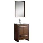 Fresca Allier 24" Wenge Brown Modern Bathroom Vanity w/ Mirror