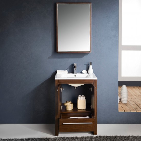 Fresca Allier 24" Wenge Brown Modern Bathroom Vanity w/ Mirror