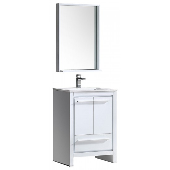 Fresca Allier 24" White Modern Bathroom Vanity w/ Mirror