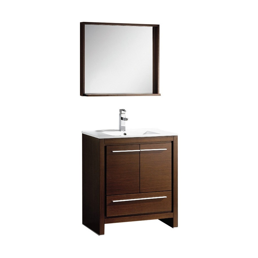 Fresca Allier 30" Wenge Brown Modern Bathroom Vanity w/ Mirror