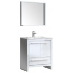 Fresca Allier 30" White Modern Bathroom Vanity w/ Mirror