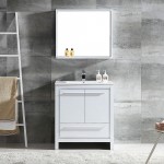 Fresca Allier 30" White Modern Bathroom Vanity w/ Mirror