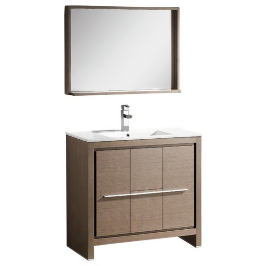 Fresca Allier 36" Gray Oak Modern Bathroom Vanity w/ Mirror