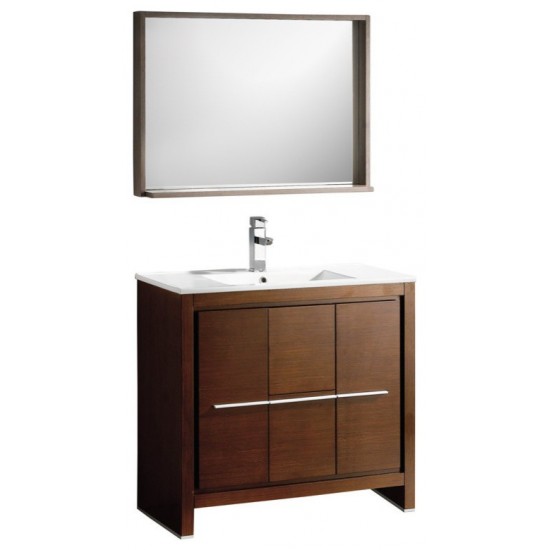 Fresca Allier 36" Wenge Brown Modern Bathroom Vanity w/ Mirror