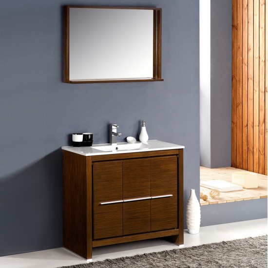 Fresca Allier 36" Wenge Brown Modern Bathroom Vanity w/ Mirror