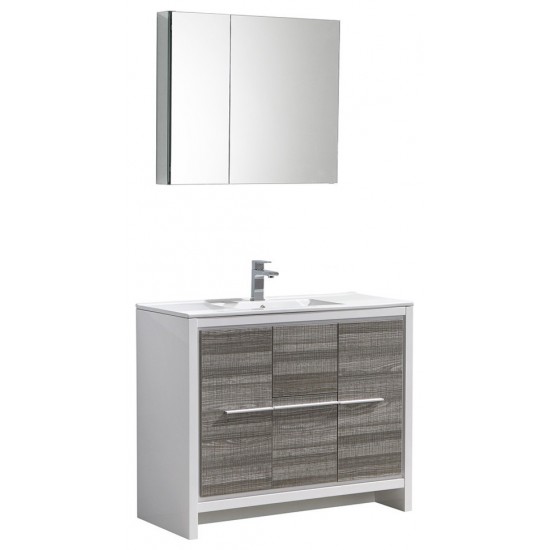 Fresca Allier Rio 40" Ash Gray Modern Bathroom Vanity w/ Medicine Cabinet