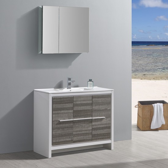 Fresca Allier Rio 40" Ash Gray Modern Bathroom Vanity w/ Medicine Cabinet