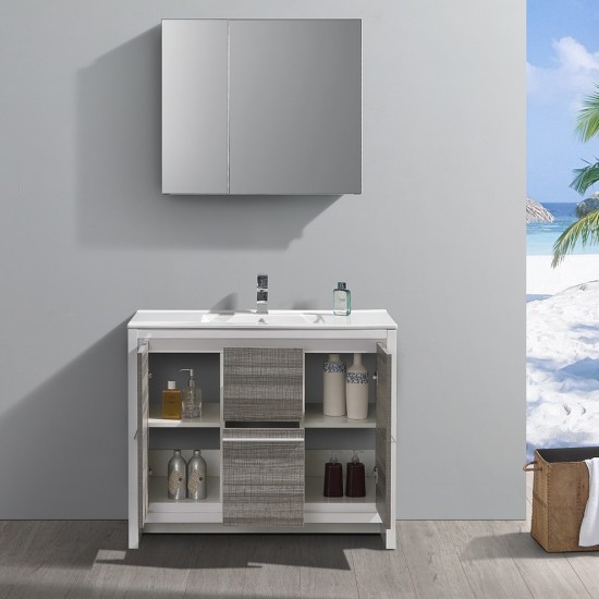 Fresca Allier Rio 40" Ash Gray Modern Bathroom Vanity w/ Medicine Cabinet