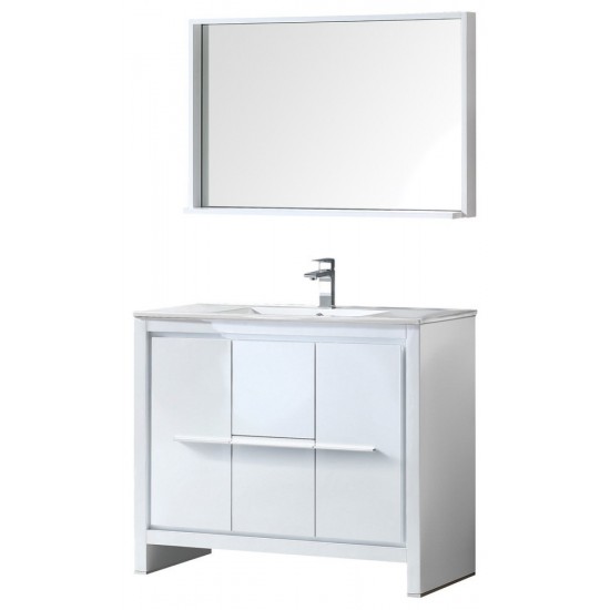 Fresca Allier 40" White Modern Bathroom Vanity w/ Mirror