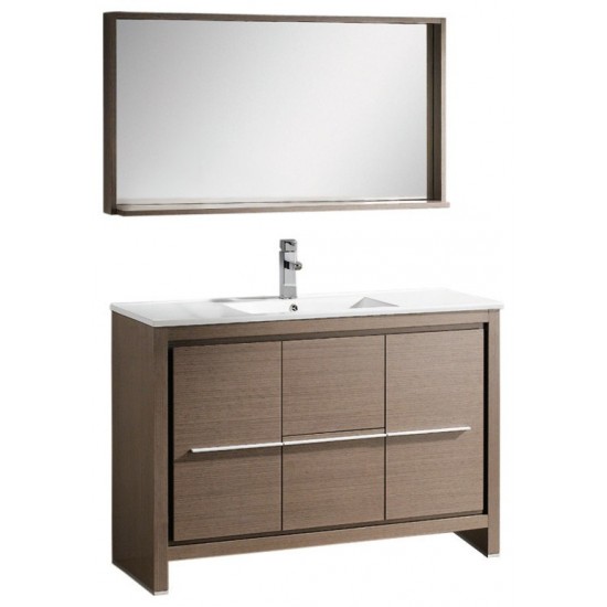 Fresca Allier 48" Gray Oak Modern Bathroom Vanity w/ Mirror