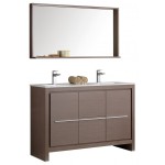 Fresca Allier 48" Gray Oak Modern Double Sink Bathroom Vanity w/ Mirror