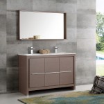 Fresca Allier 48" Gray Oak Modern Double Sink Bathroom Vanity w/ Mirror