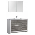 Allier Rio 48" Ash Gray Single Sink Modern Bathroom Vanity w/ Medicine Cabinet