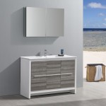 Allier Rio 48" Ash Gray Single Sink Modern Bathroom Vanity w/ Medicine Cabinet