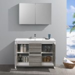 Allier Rio 48" Ash Gray Single Sink Modern Bathroom Vanity w/ Medicine Cabinet