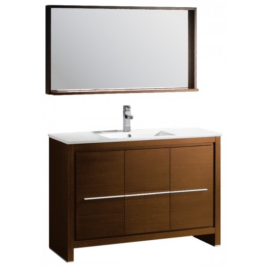 Fresca Allier 48" Wenge Brown Modern Bathroom Vanity w/ Mirror