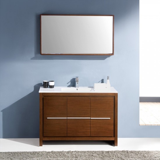 Fresca Allier 48" Wenge Brown Modern Bathroom Vanity w/ Mirror