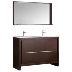 Fresca Allier 48" Wenge Brown Modern Double Sink Bathroom Vanity w/ Mirror