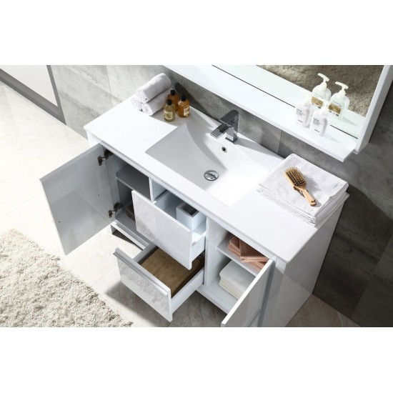 Fresca Allier 48" White Modern Bathroom Vanity w/ Mirror